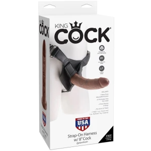 KING COCK - HARNESS COM PÃNIS MARROM REALISTA 20,3 CM
